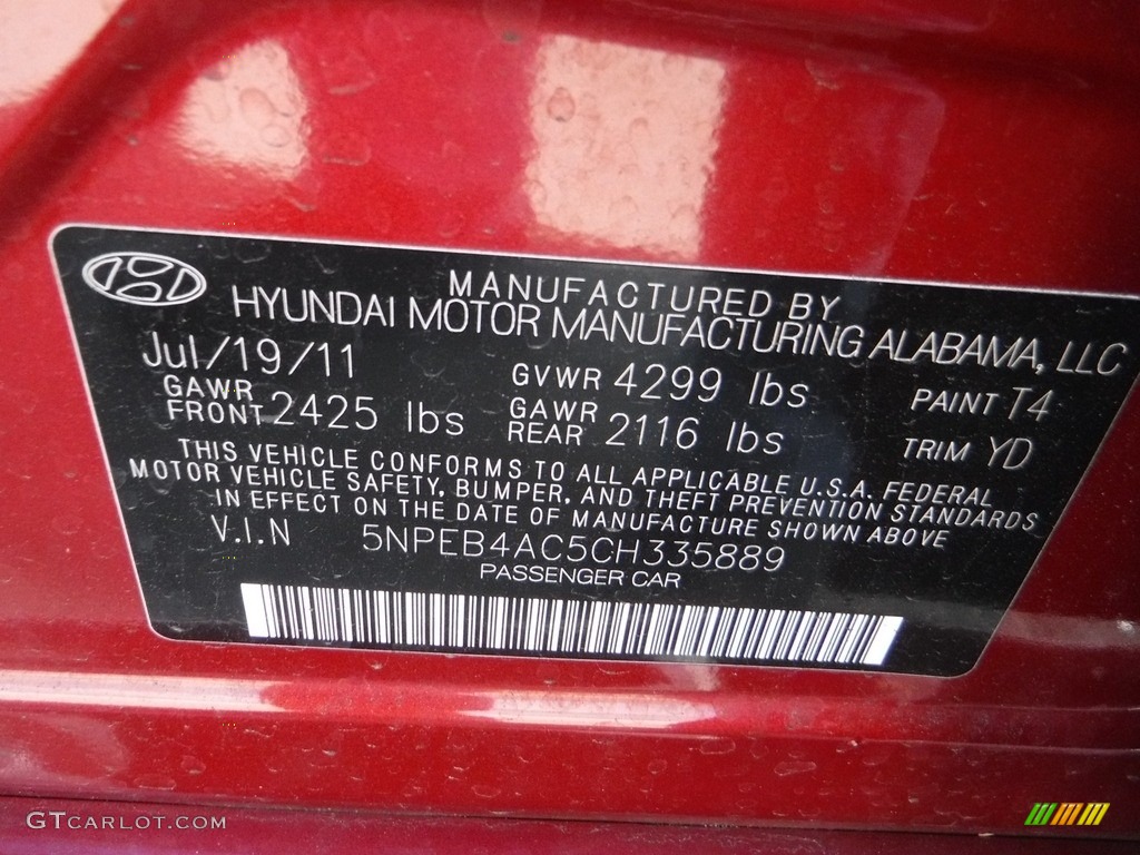 2012 Sonata GLS - Sparkling Ruby Red / Camel photo #27