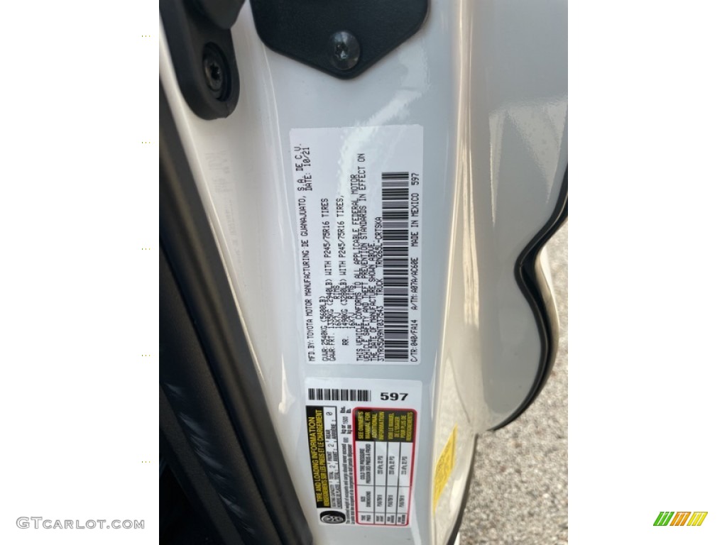 2022 Toyota Tacoma SR Access Cab Color Code Photos