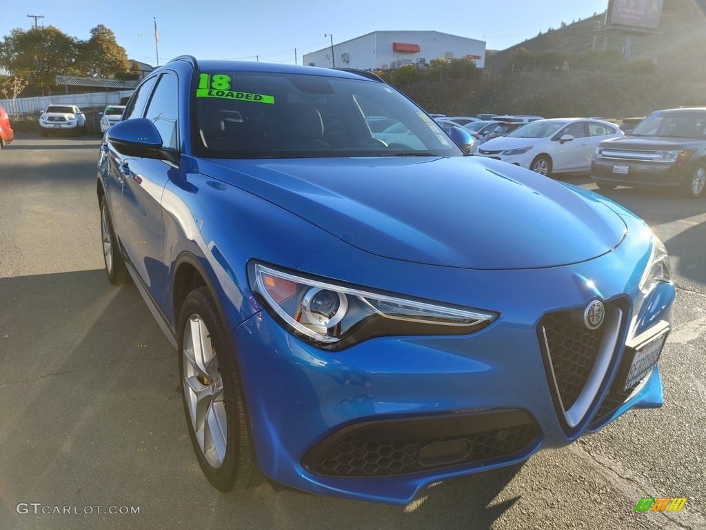 2018 Stelvio Ti Sport AWD - Misano Blue Metallic / Black/Red photo #1