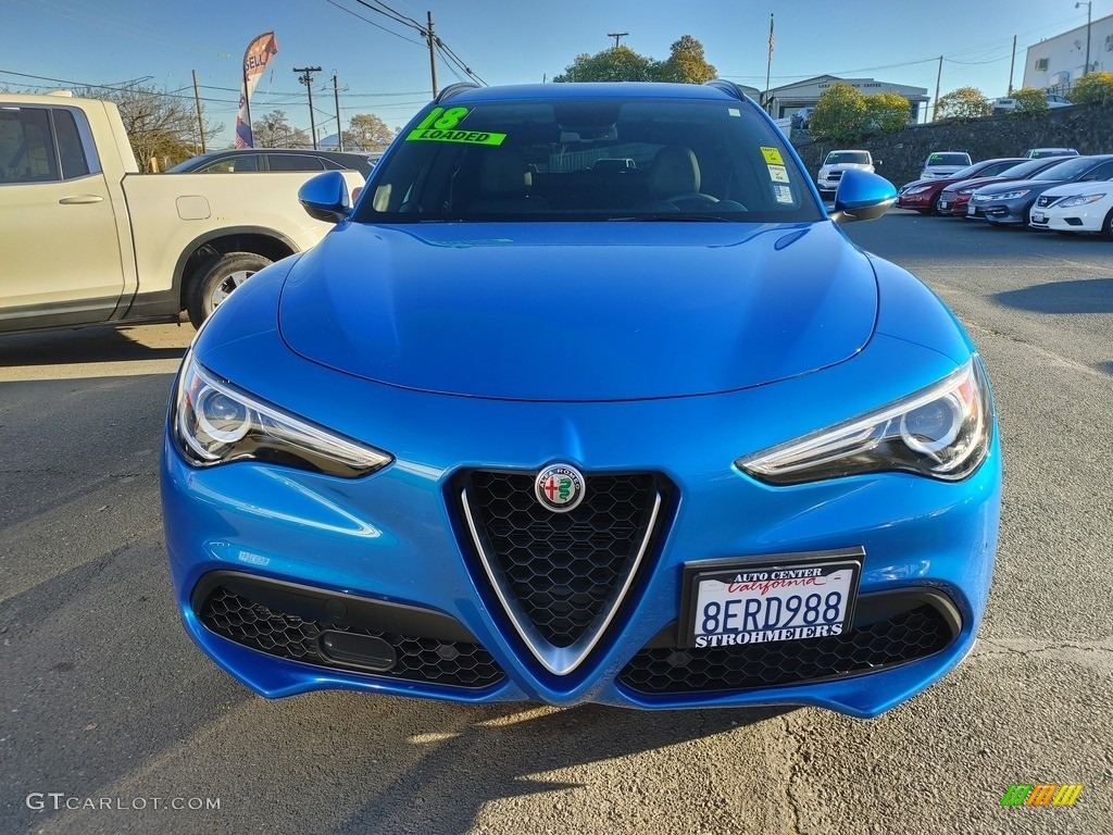 2018 Stelvio Ti Sport AWD - Misano Blue Metallic / Black/Red photo #2