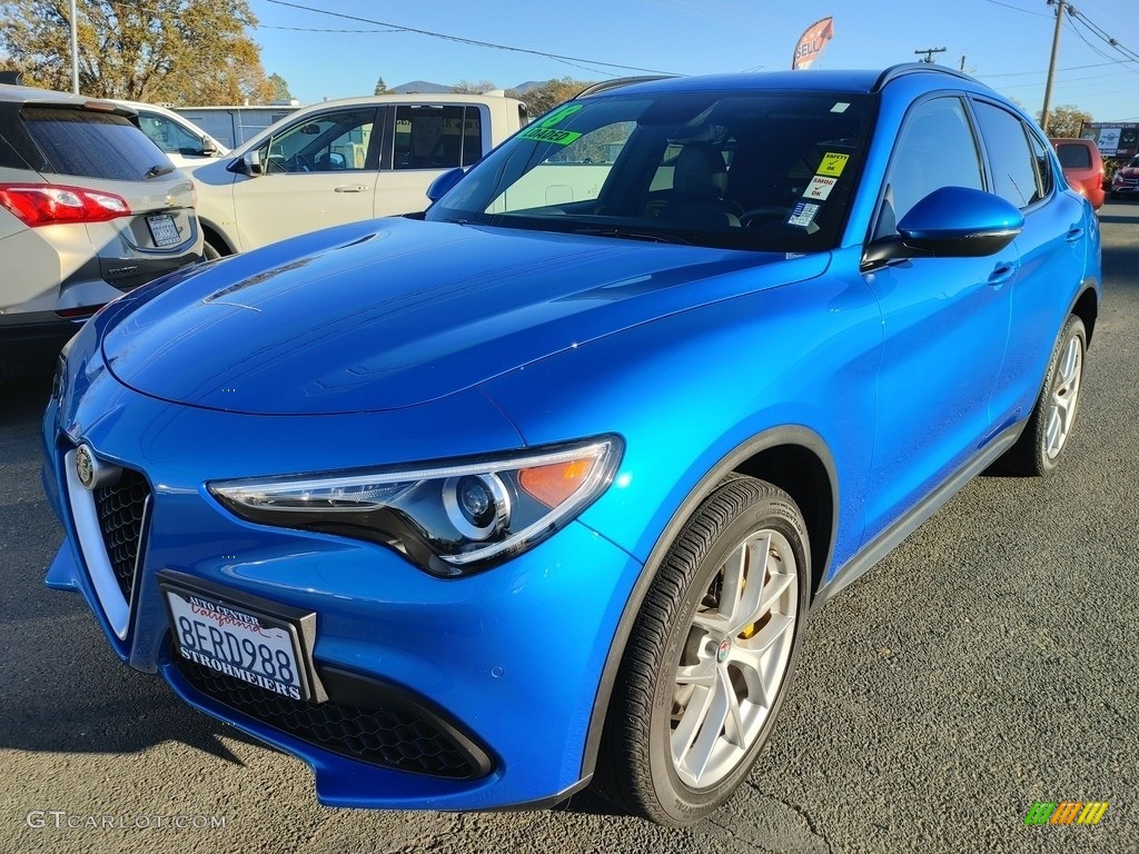 2018 Stelvio Ti Sport AWD - Misano Blue Metallic / Black/Red photo #3