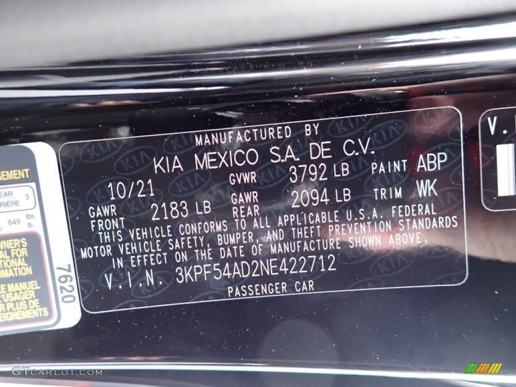 2022 Kia Forte GT-Line Color Code Photos