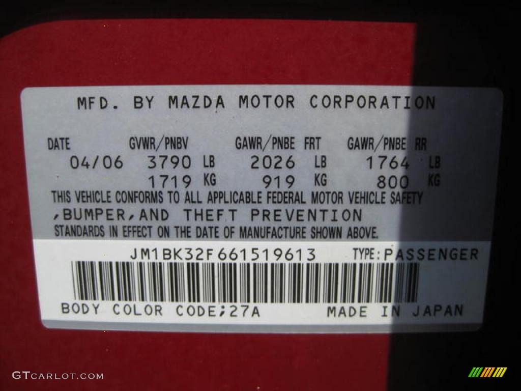 2006 MAZDA3 i Sedan - Velocity Red Mica / Black photo #25