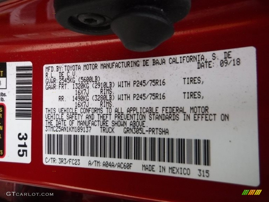 2019 Tacoma SR5 Double Cab 4x4 - Barcelona Red Metallic / TRD Graphite photo #32