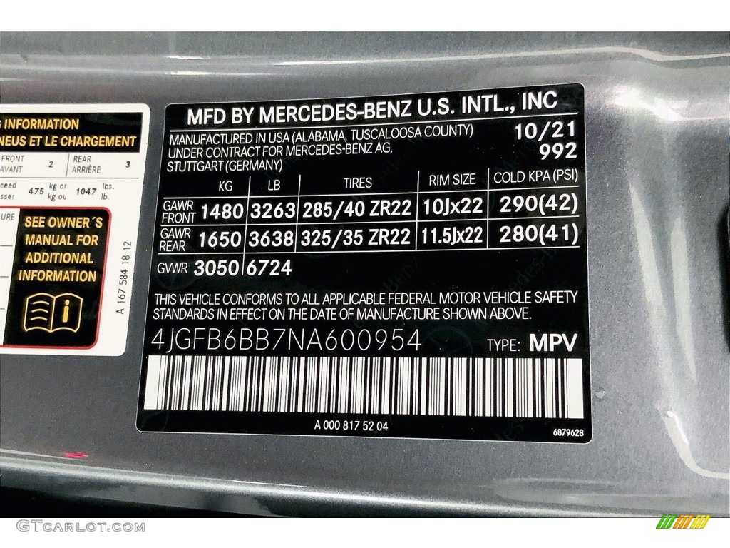 2022 GLE Color Code 992 for Selenite Gray Metallic Photo #143333639