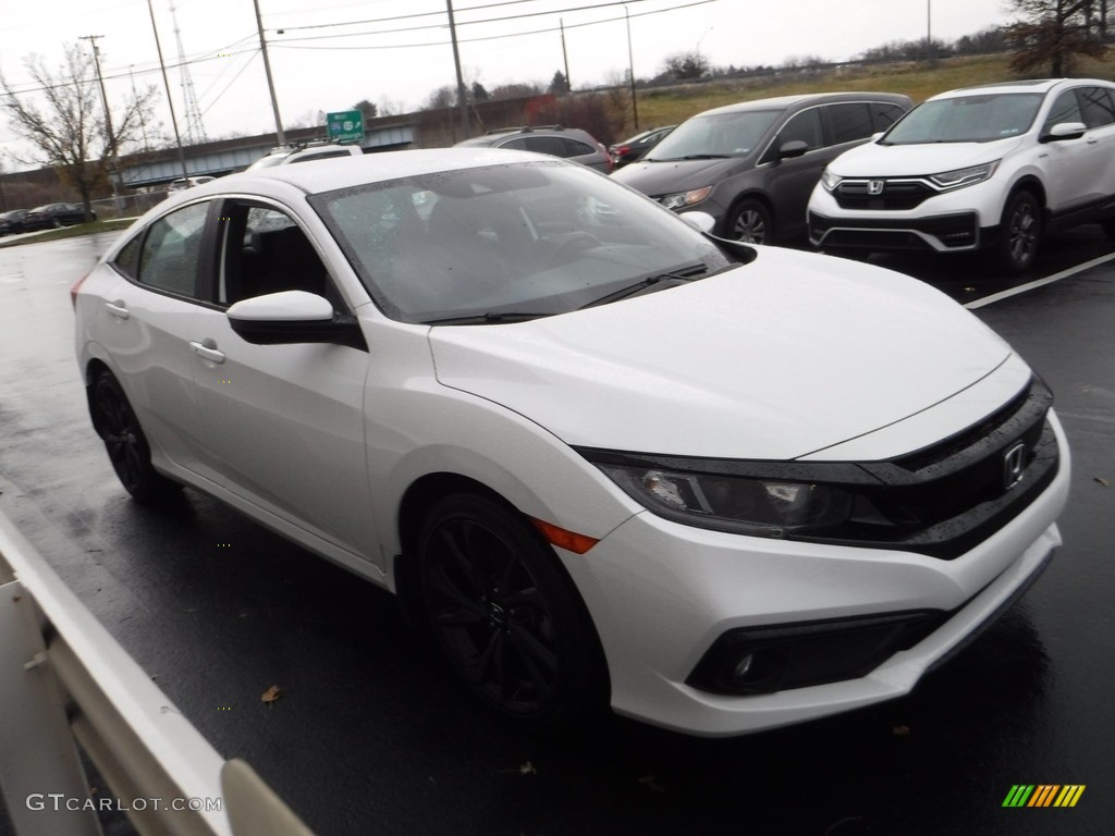 Platinum White Pearl 2019 Honda Civic Sport Sedan Exterior Photo #143337425