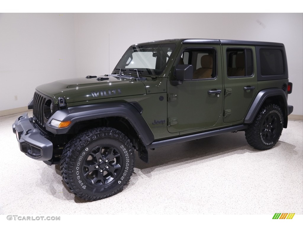 2021 Wrangler Unlimited Willys 4x4 - Sarge Green / Heritage Tan/Black photo #3