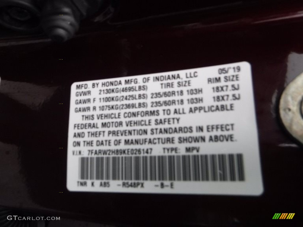 2019 CR-V EX-L AWD - Basque Red Pearl II / Gray photo #31