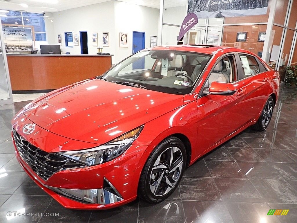 2021 Elantra Limited - Lava Orange / Medium Gray photo #6