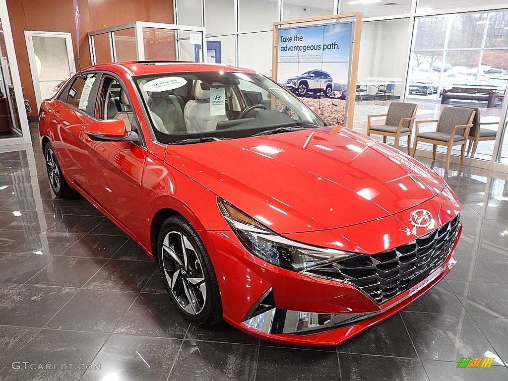 2021 Elantra Limited - Lava Orange / Medium Gray photo #8