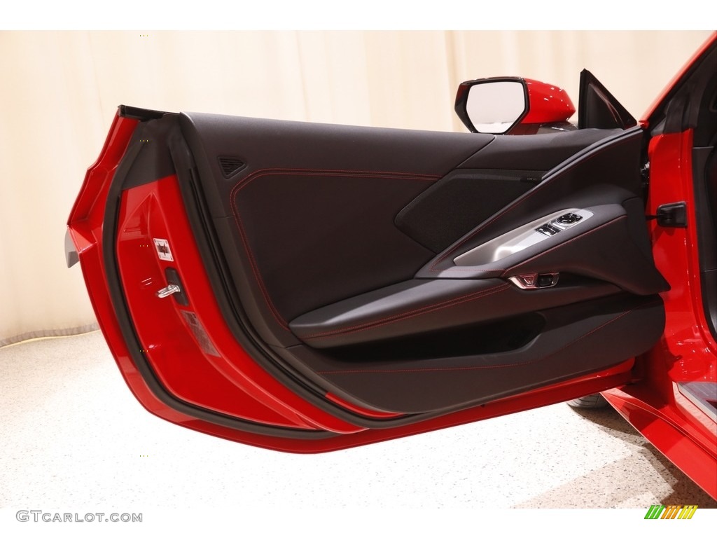 2020 Chevrolet Corvette Stingray Coupe Adrenaline Red/Jet Black Door Panel Photo #143354409