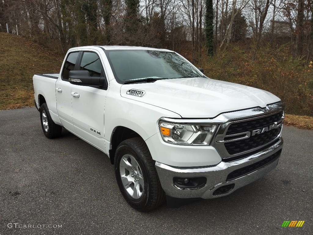 Bright White 2022 Ram 1500 Big Horn Quad Cab 4x4 Exterior Photo #143355057