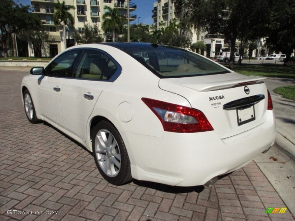 2010 Maxima 3.5 S - Winter Frost White / Caffe Latte photo #5