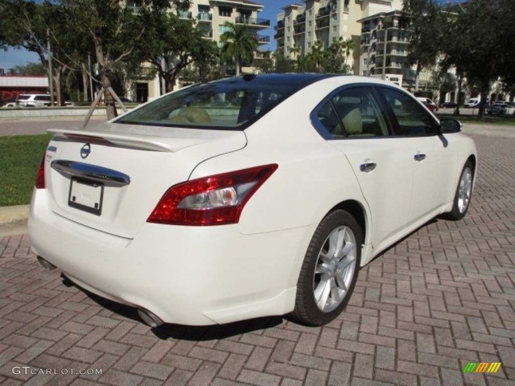 2010 Maxima 3.5 S - Winter Frost White / Caffe Latte photo #9