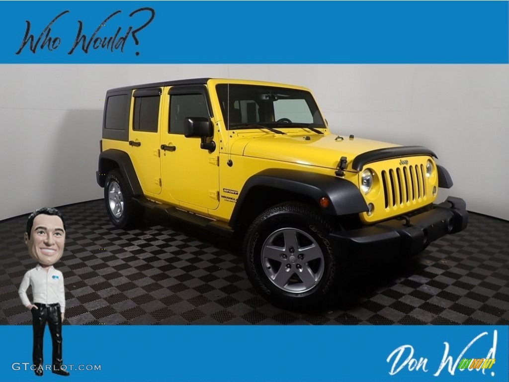 2015 Wrangler Unlimited Sport 4x4 - Baja Yellow / Black photo #1