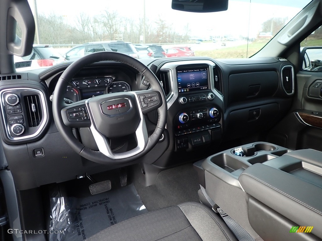 Jet Black Interior 2021 GMC Sierra 1500 SLE Crew Cab 4WD Photo #143370302