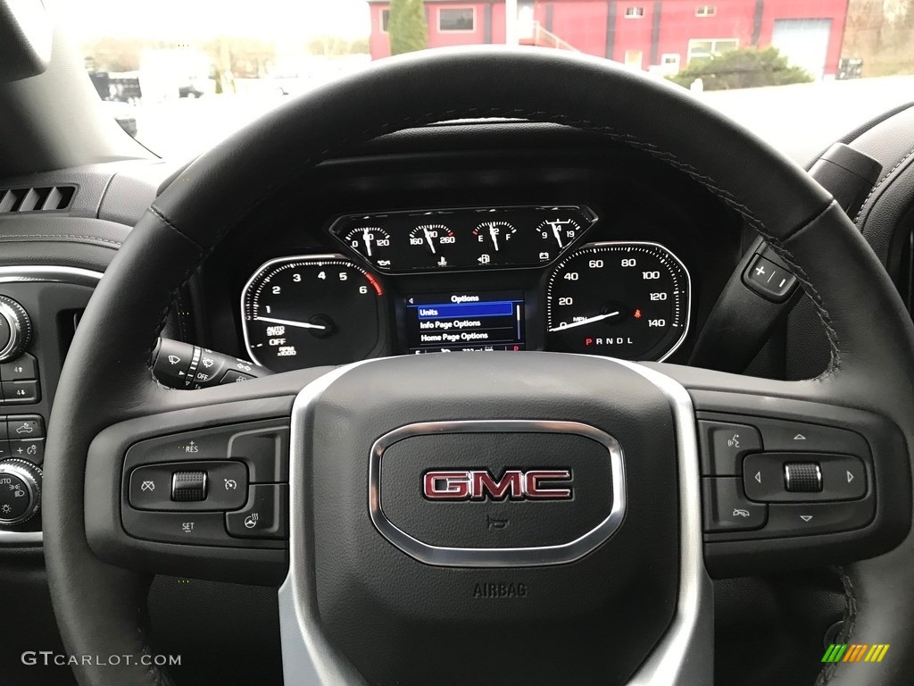 2021 GMC Sierra 1500 Elevation Crew Cab 4WD Jet Black Steering Wheel Photo #143375204