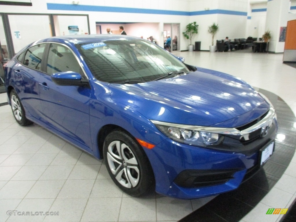 2018 Civic LX Sedan - Aegean Blue Metallic / Black photo #3