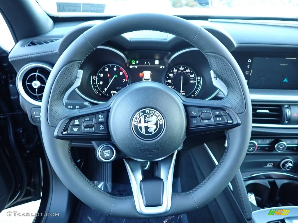 2022 Alfa Romeo Stelvio Ti AWD Black Steering Wheel Photo #143389970