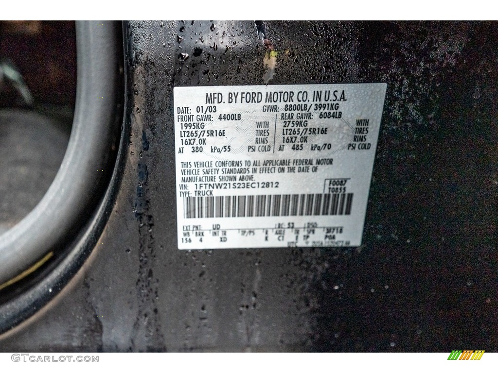 2003 F250 Super Duty Color Code UD for Black Photo #143391905