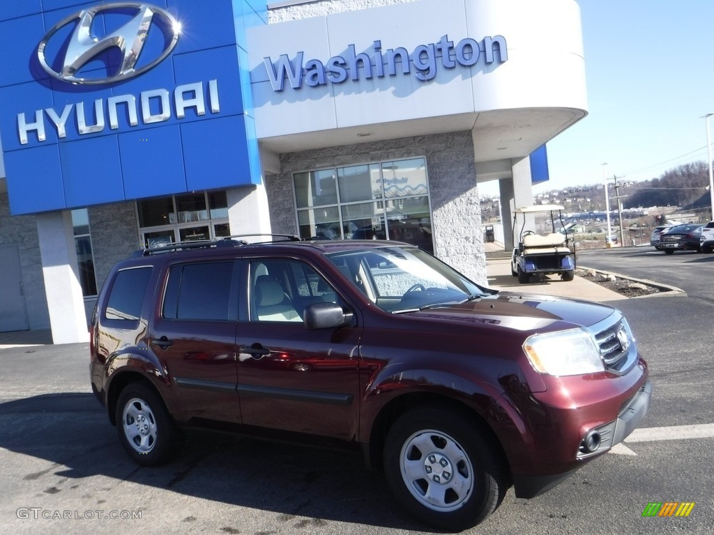 2013 Pilot LX 4WD - Dark Cherry Pearl / Beige photo #2