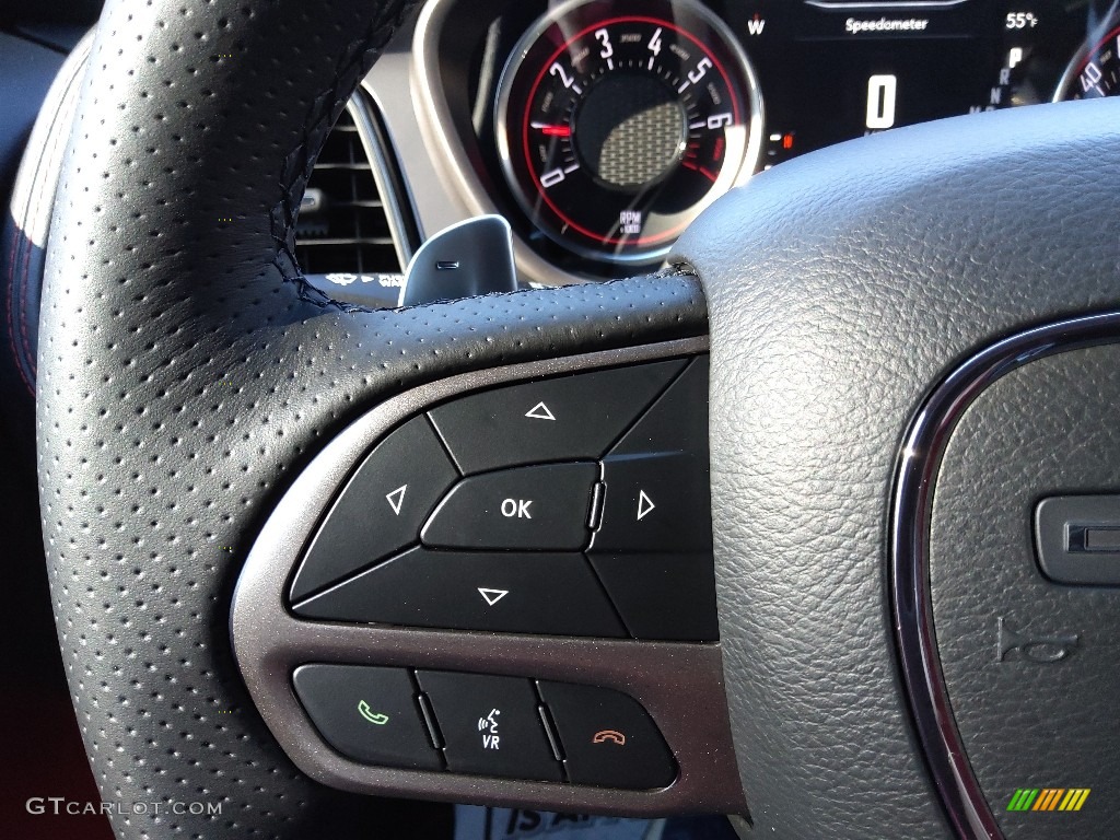 2021 Dodge Challenger GT Black/Ruby Red Steering Wheel Photo #143398948