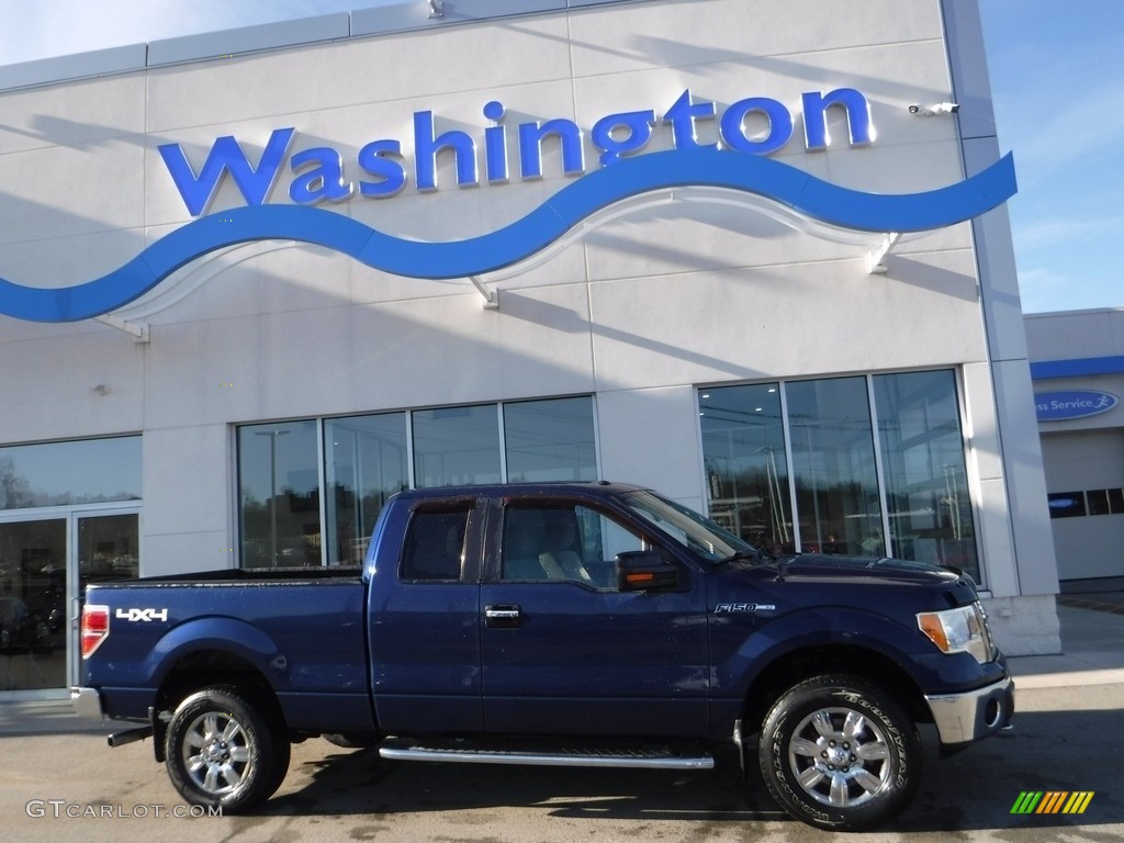 2010 F150 XLT SuperCab 4x4 - Dark Blue Pearl Metallic / Medium Stone photo #2