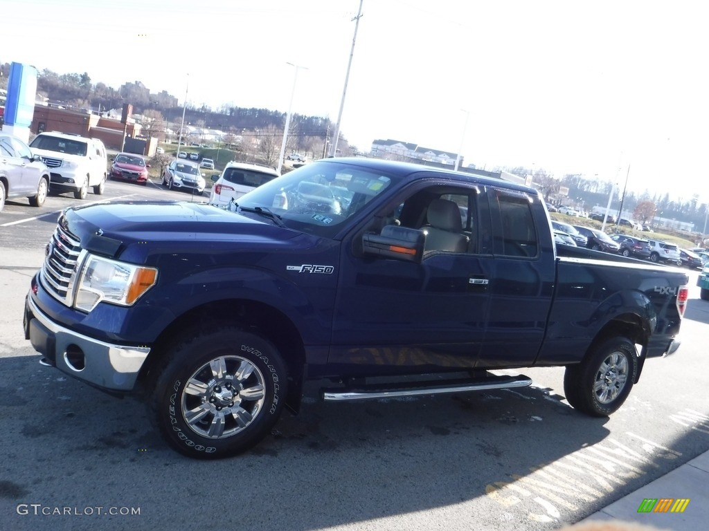 2010 F150 XLT SuperCab 4x4 - Dark Blue Pearl Metallic / Medium Stone photo #7