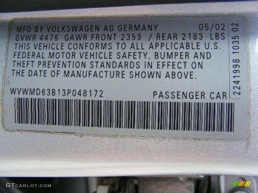2003 Passat GL Sedan - Reflex Silver Metallic / Grey photo #31