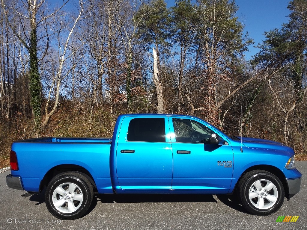 2021 1500 Classic Crew Cab 4x4 - Hydro Blue Pearl / Diesel Gray/Black photo #5