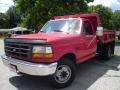 Ultra Red 1995 Ford F350 XL Regular Cab Chassis Dump Truck
