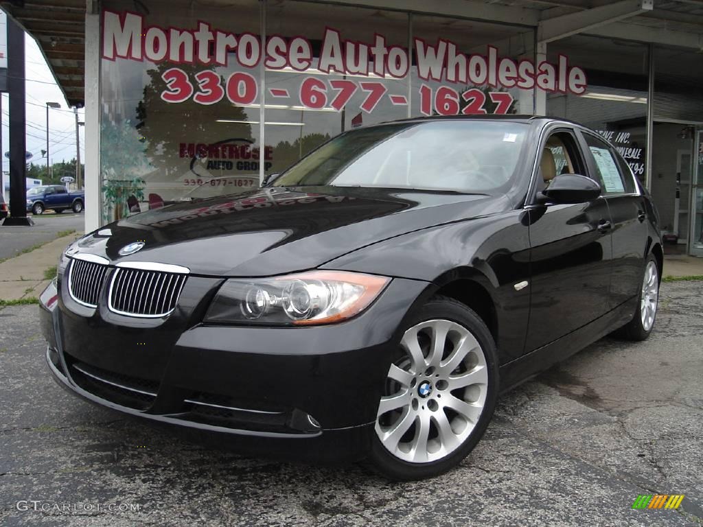 2006 3 Series 330i Sedan - Jet Black / Beige photo #1