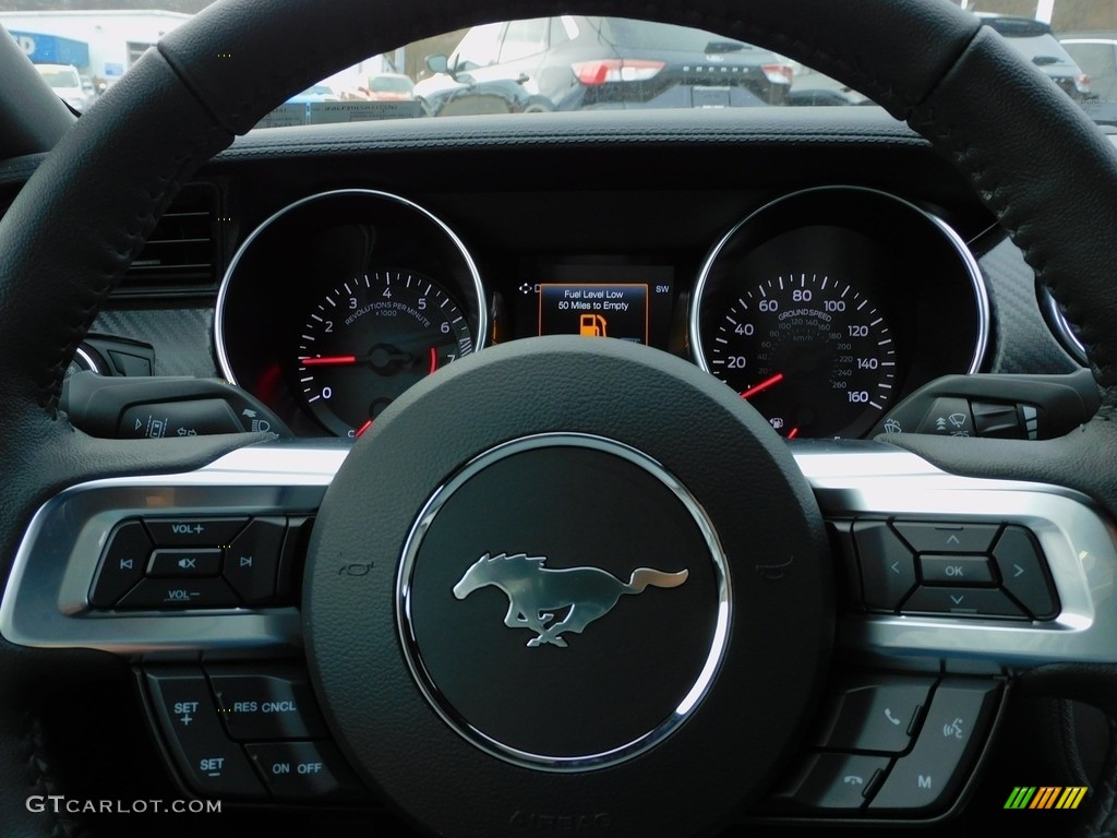 2021 Ford Mustang EcoBoost Fastback Ebony Steering Wheel Photo #143414788