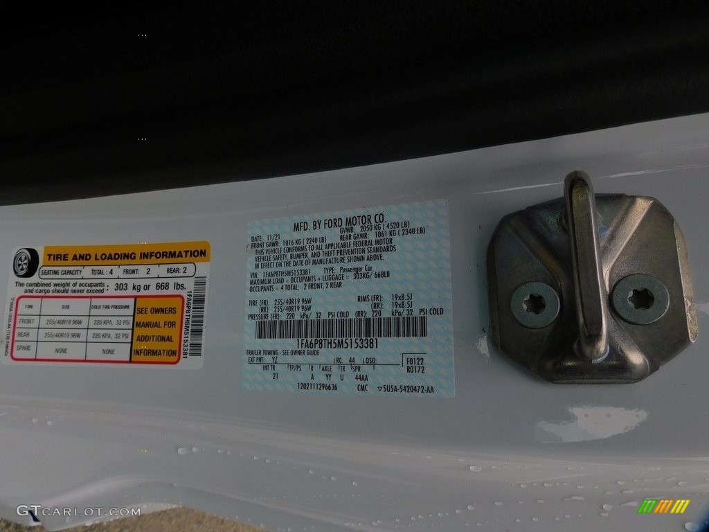 2021 Mustang Color Code YZ for Oxford White Photo #143414809