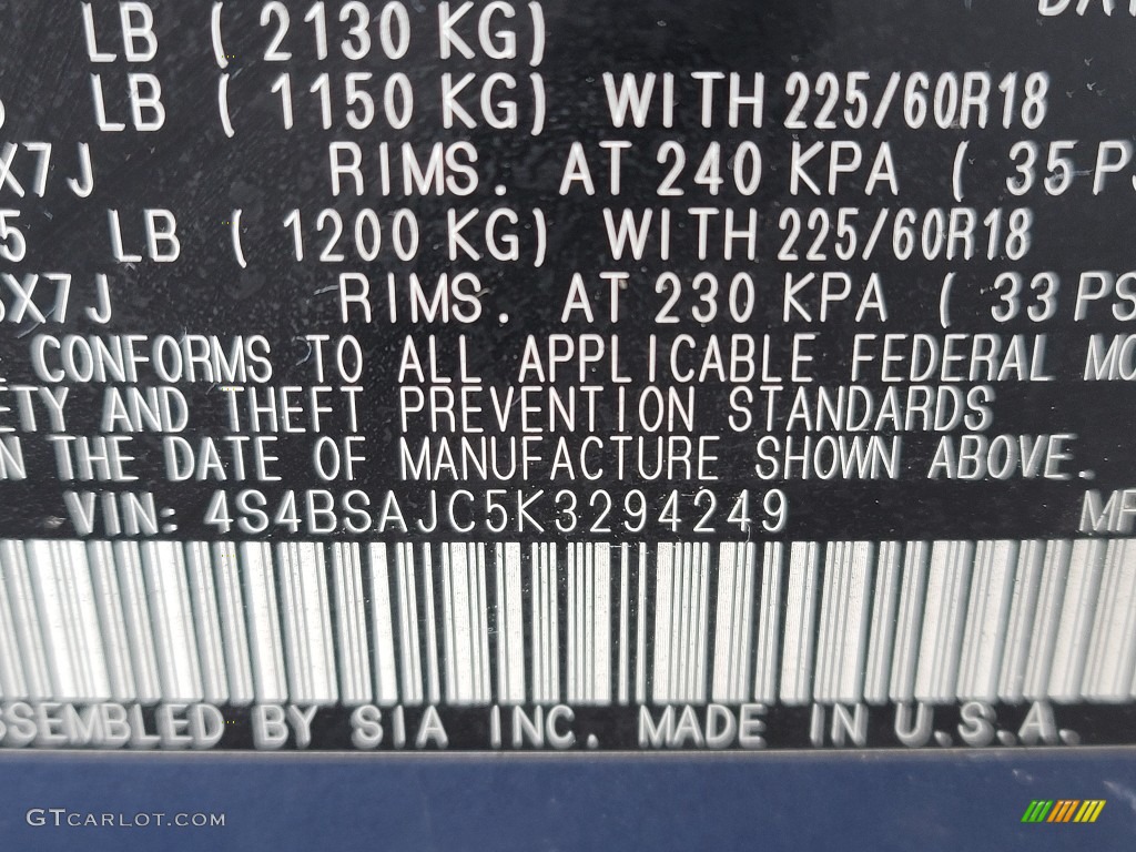 2019 Outback 2.5i Limited - Abyss Blue Pearl / Slate Black photo #37