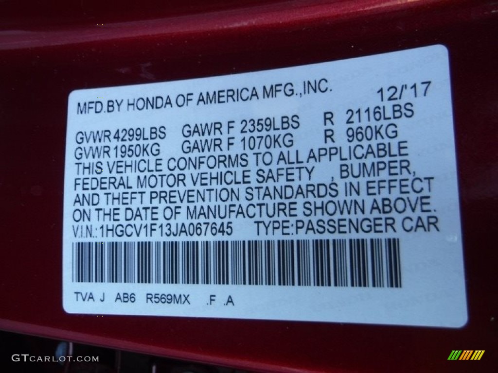 2018 Accord LX Sedan - Radiant Red Metallic / Ivory photo #28