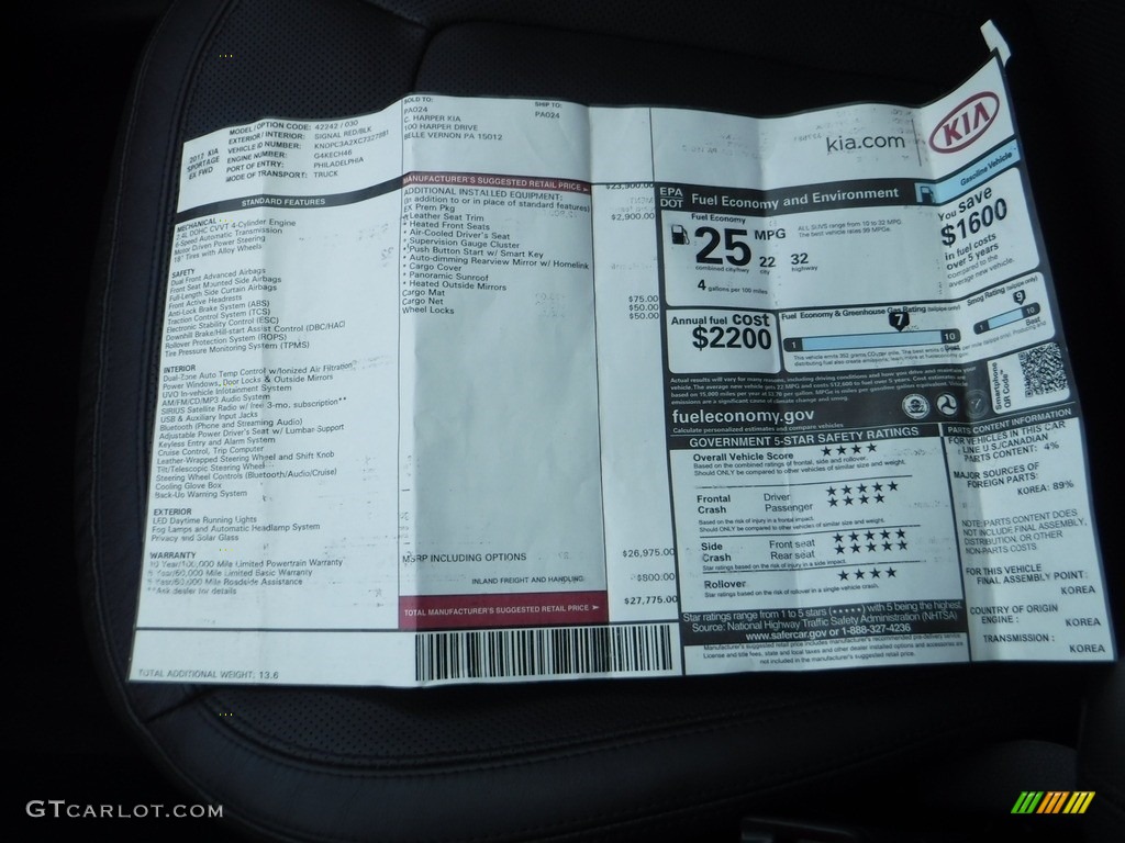 2012 Sportage EX - Signal Red / Black photo #28