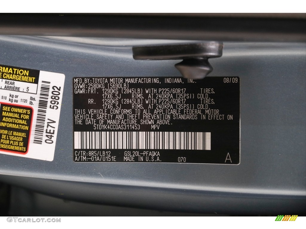 2010 Sienna XLE - Blue Mirage Metallic / Stone photo #25
