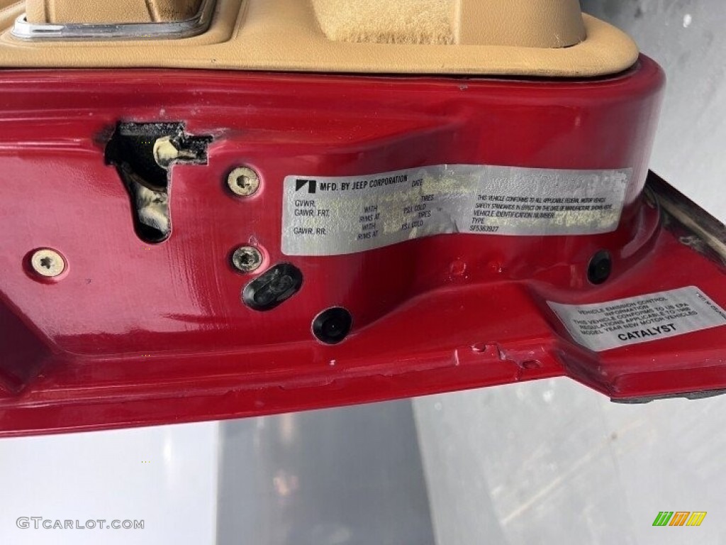 1988 Jeep Comanche Pioneer 2WD Info Tag Photo #143459343