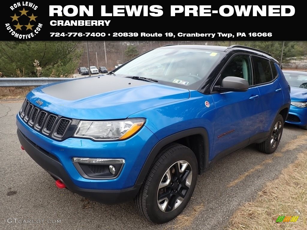 2018 Compass Trailhawk 4x4 - Laser Blue Pearl / Black/Ruby Red photo #1