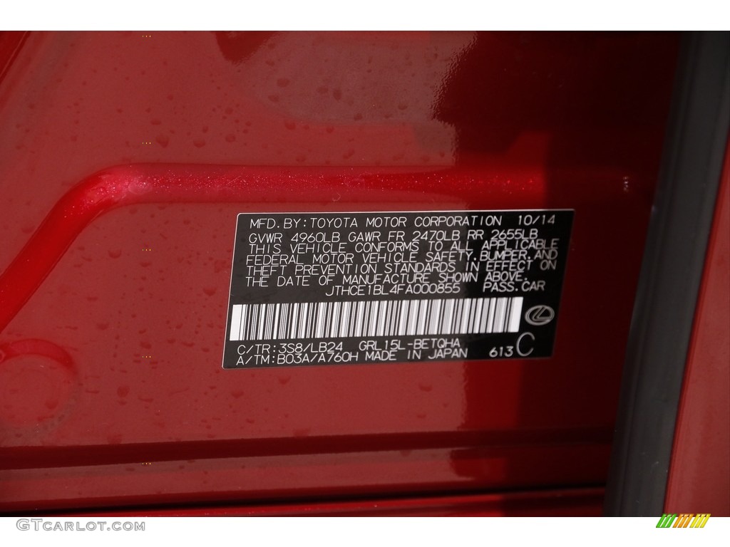 2015 GS Color Code 3S8 for Riviera Red Photo #143464700