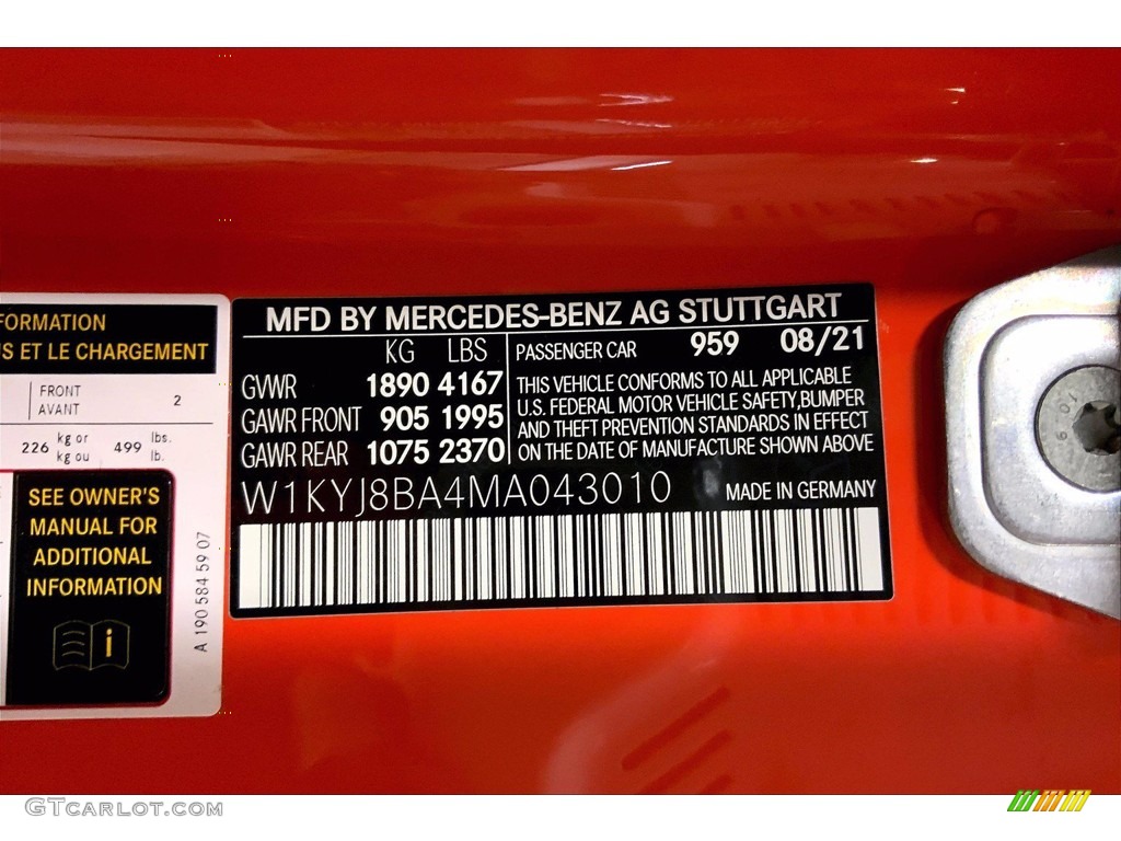 2021 Mercedes-Benz AMG GT Black Series Coupe Color Code Photos