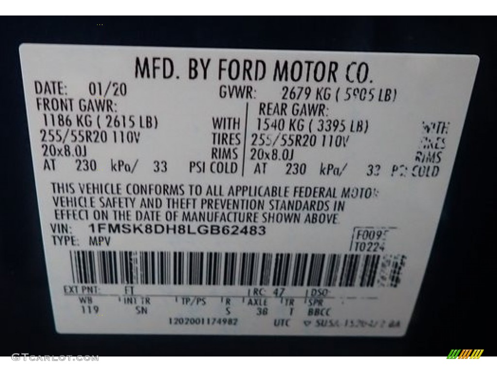 2020 Explorer XLT 4WD - Blue Metallic / Sandstone photo #46