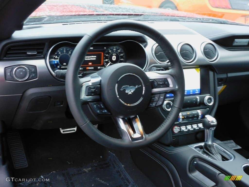 2021 Ford Mustang EcoBoost Premium Fastback Ebony/Recaro Leather Trimed Steering Wheel Photo #143484503