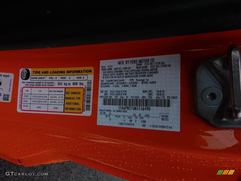 2021 Mustang Color Code CA for Twister Orange Tri-Coat Photo #143485150