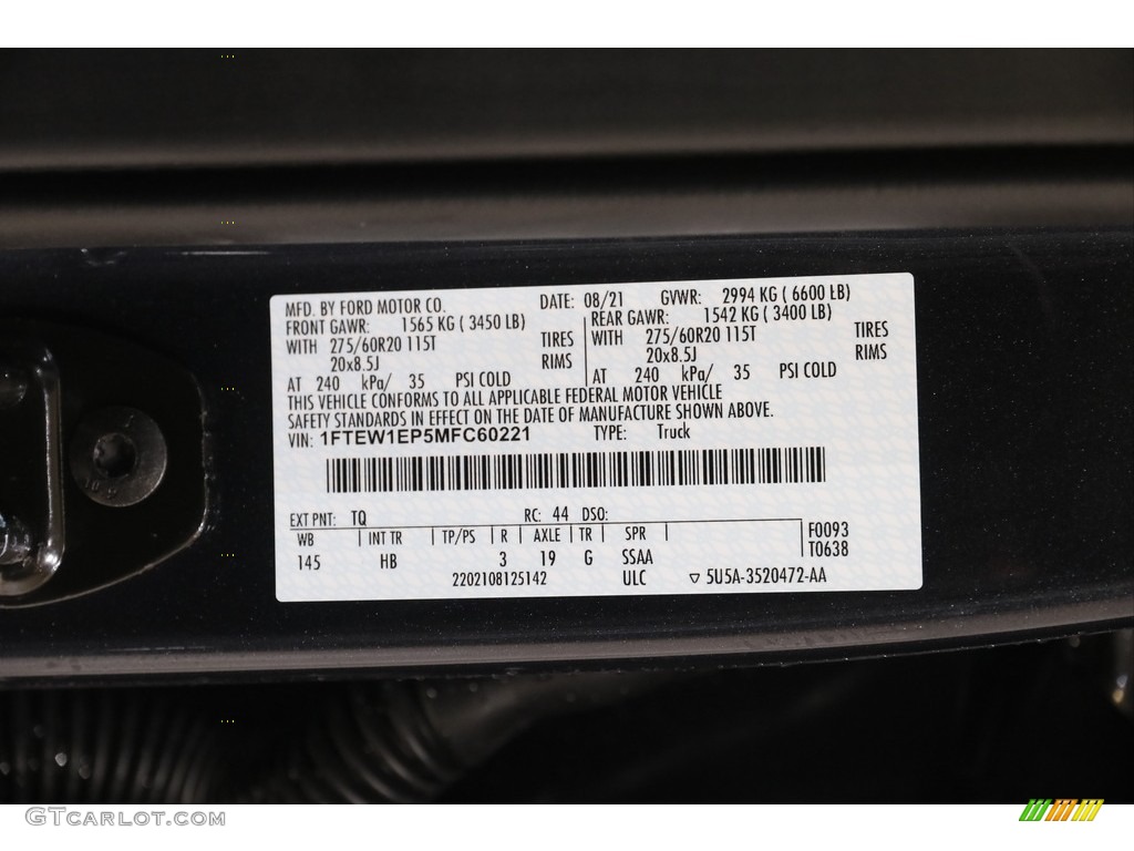 2021 F150 Lariat SuperCrew 4x4 - Smoked Quartz / Black photo #24