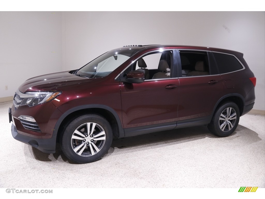 2017 Pilot EX-L AWD - Dark Cherry Pearl / Beige photo #3