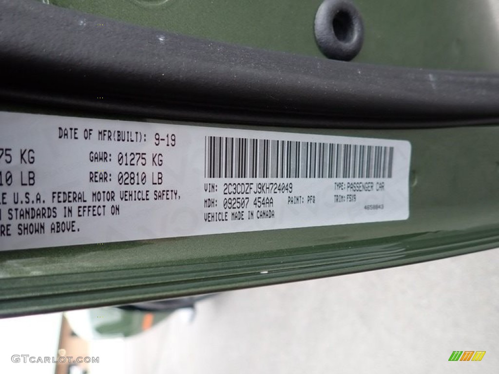 2019 Challenger Color Code PFQ for F8 Green Photo #143511606