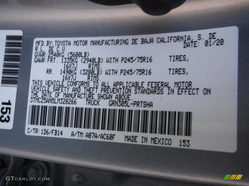 2020 Tacoma SR Double Cab 4x4 - Silver Sky Metallic / Cement photo #31