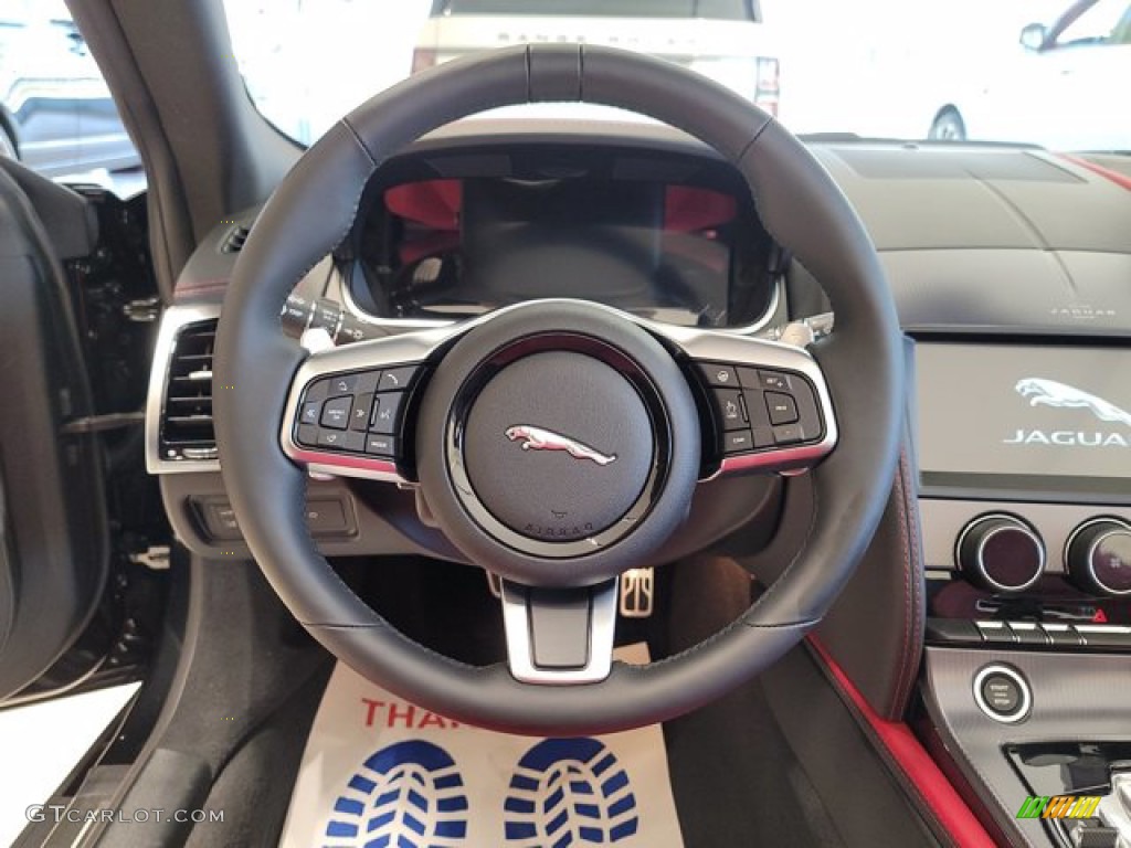 2022 Jaguar F-TYPE P450 AWD R-Dynamic Convertible Mars Red/Black Steering Wheel Photo #143522045